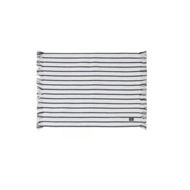 LEXINGTON [A] Striped Recycled Cotton Placemat with Fringes, Navy/White, 40 x 50 cm
