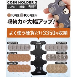 Stream Coin Holder 2 Coin Purses (No Slots) Coin Purse, Portable Wallet, Storage for 3,350 yen, Black