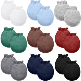 Syhood 9 Pairs Newborn Baby Boys Girls Mittens 0-6 Months Infant Toddler Mittens No Scratch Solid Color Gloves (Multicolor)