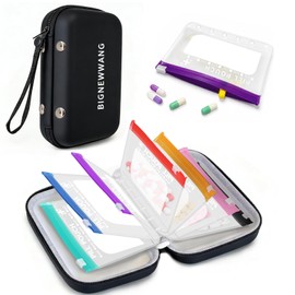 Pill Pouch Organizer,7 Zippered Waterproof Pill Pouches for Travel, Black