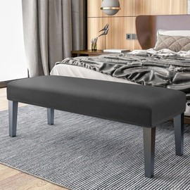 HFCNMY Dining Bench Cover, Stretch Velvet Bench Covers Slipcover Washable Bench Seat Covers for Dining Room Black