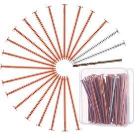 Gisafai 67 Pcs Copper Nails Tree Stump Killer Set, Include 40 Copper Nails for Killing Trees, Stumps and Roots 3.5 Inch Stump Removal Spikes with 4 Steel Nails 2 Drill Bit Nails and Storage Box
