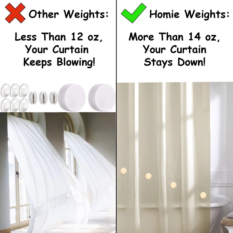 Magnetic Curtain Weights 8 Pack of Waterproof Magnets + Carrying
