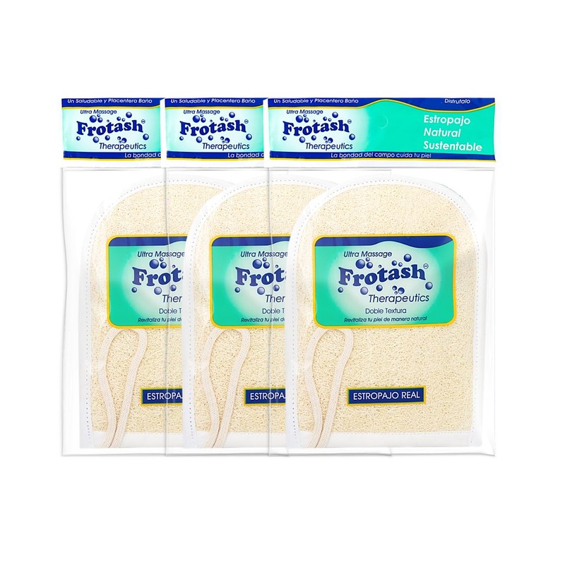 Frotash Estropajo Loofah Exfoliante Afelpado Manopla para Baño 3 Piezas