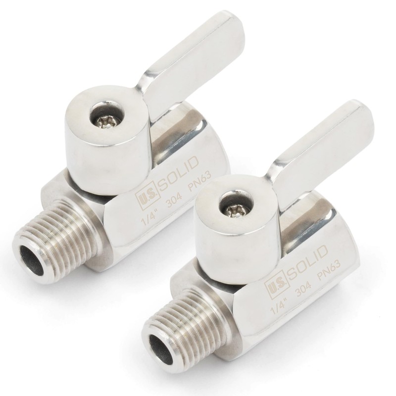 U.S. Solid 1/4" 304 Stainless Steel Mini Ball Valve with