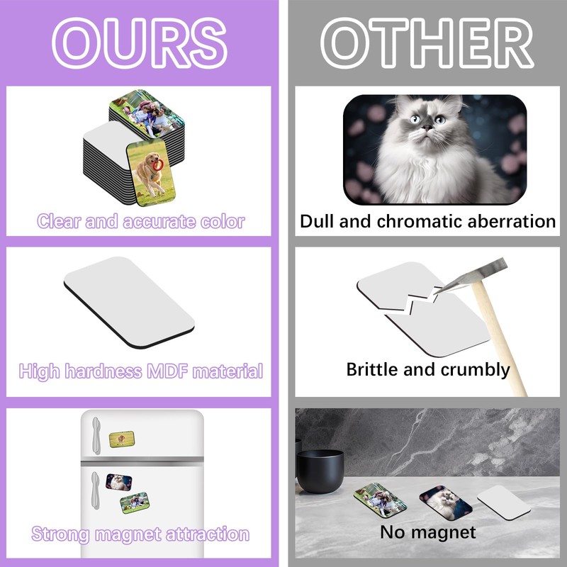 60 PCS Sublimation Magnets Blanks Rectangle Products 30 Pcs Sublimation