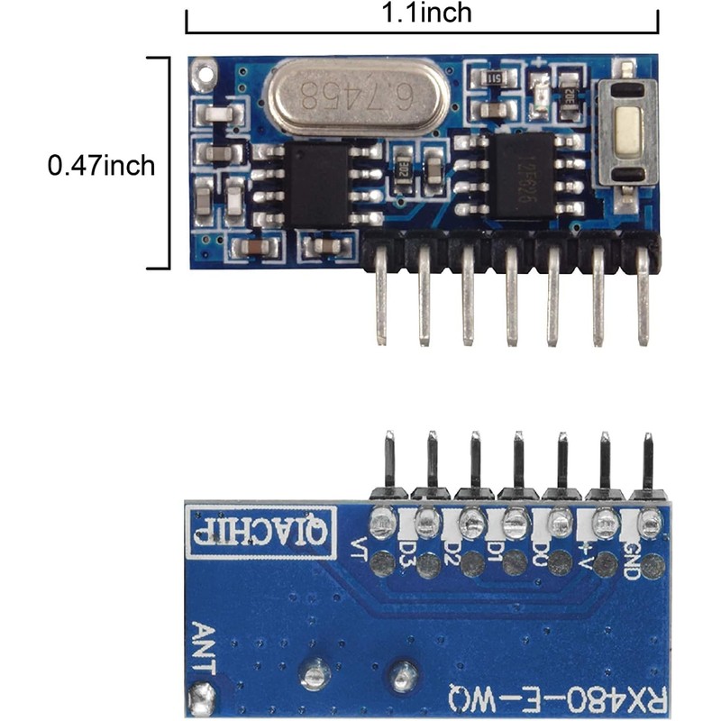 QIACHIP 433MHz Wireless Remote Control Switch Mini Receiver and 4-button