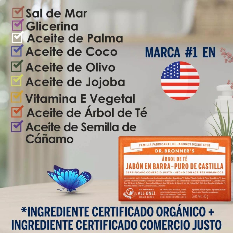 Dr. Bronners Jabon De Castilla En Barra Dr Bronner's Tea