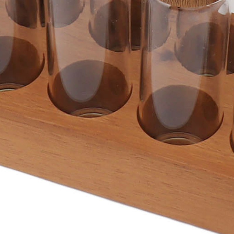 Coffee Bean Storage Tubes with Walnut Wood Stand Lid Glass