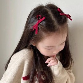 Fesanla Ribbon Hair Accessories, Small, Bowknot Mini Hair Clips, Set of 2, Hair Ornaments, Hair Clips, Cute, For Girls, Birthdays, Coming-of-age Ceremonies, Weddings (Black)