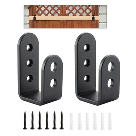 HOME MASTER HARDWARE 2×4 Door Barricade Brackets, Heavy Duty U Bracket for Indoor/Outdoor Door Security Brace Bar, Black,2 Pack