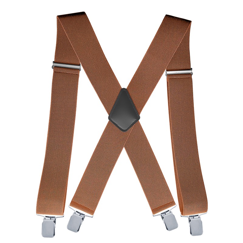 Wide X-Back Suspenders for Men – Adjustable 4-Clip Elastic Straps