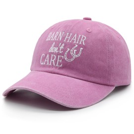 Waldeal Barn Hair Don’t Care Hat for Women, Vintage Washed Adjustable Baseball Cap for Horse Lover, Pink