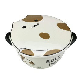VanEnjoy Big Capacity 24oz 3D Cute Cartoon Microwave Ceramic Soup Cat Bowl Instant Noodle Bowl Cereal Bowl for Salad Fruit Vegetable with Ceramic Kitty Cat Lid and Handles (flower)