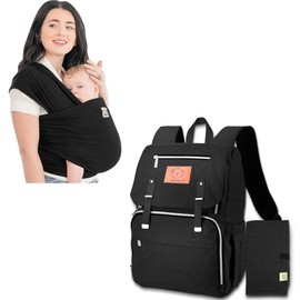 KeaBabies Baby Wrap Carrier and Diaper Bag Backpack - All in 1 Original Breathable Baby Sling, Lightweight,Hands Free Baby Carrier Sling - Waterproof Multi Function Baby Travel Bags, Baby Carrier Wrap