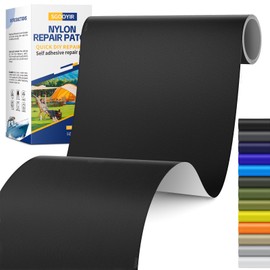 Sgooyir 6X63 Inch Nylon Repair Patch for Down Jacket, Self-Adhesive Nylon Fabric Repair Patch for Tents, Waterproof Fabric Repair Tape Patch Kit for Clothes, Puffer Jackets, Backpacks Medium Black