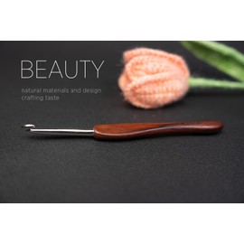 SEVENSUN Mimosa Crochet Hook, Hand Polished Ergonomic Single Crochet Hook, Available in 0.6mm-6.5mm, Stainless Steel Crochet Hook, Wood Handle Pointed Crochet Hook, Crochet Needle, 6mm Crochet Hook