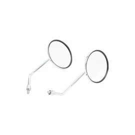 Chrome Motorcycle Handlebar Mirrors Rearview Side Mirrors Fit with M8 M10 Clockwise and Counter Clockwise Threaded Bolts for Scooter Street Bike Cruiser Chopper Sport Bike ATV