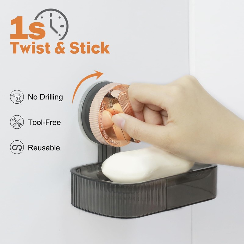 SUPERFA Suction Soap Dish for Shower, Vacuum Suction Soap Holder