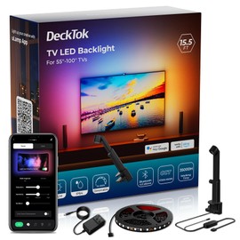 DeckTok TV LED Backlight 15.5ft - TV Lights That Change with Screen for 55-100'' RGB LED Strip Lights Cuttable with Smart App Control Game & Music Sync Color Changing Light for Home Decor