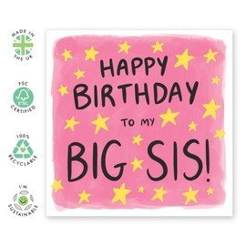 Cute Birthday Card - 'Birthday Big Sis' - Gifts for Girls, Big Sister, Sibling, Family - Stars - Comes with Fun Stickers