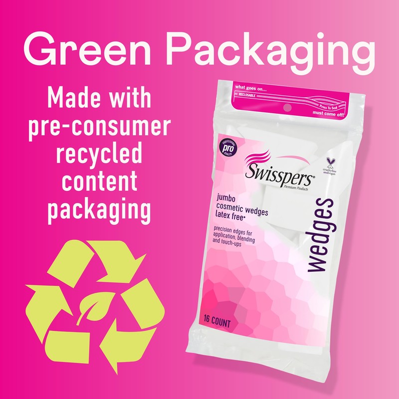 Swisspers Premium Pro Cosmetic Wedges, Latex-Free Makeup Wedge, Jumbo Size,
