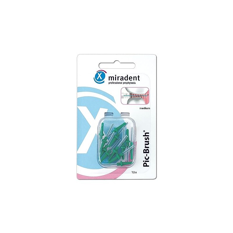 Miradent Interd.Pic Brush Replacement Brush Medium Green Pack of 12