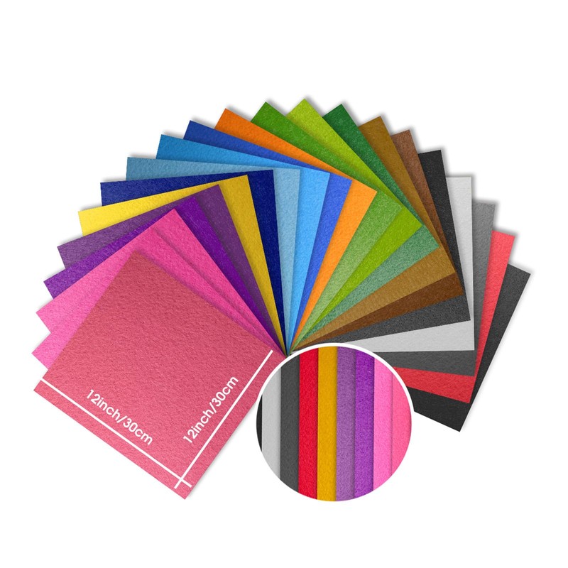 12" x 12" Felt Fabric Sheets for Crafts, Squares Felt
