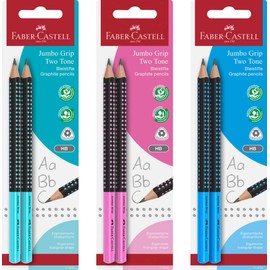 Faber-Castell 111993 Jumbo Grip Two Tone Pencil HB Hardness Two-Tone Assorted Colours (Pack of 2)