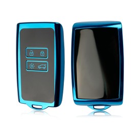 LFOTPP Car Key Case Cover Key Case for Renaul-t, 4 Buttons TPU Silica Gel Key Box for Clio Koleos Kadjar Sandero Zoe Arkana Austral Duster Sandero Megane E-Tech (Blue No Hole)