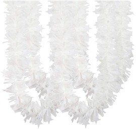CCINEE 33FT Christmas Tinsel Garland,White Metallic Twist Garland with Star for Christmas Tree Wedding Party Decoration