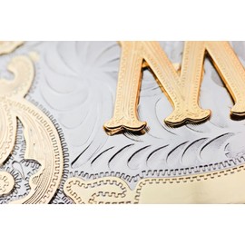 Western Belt Buckle Initial Letters ABCDJST to Z Cowboy Rodeo Large Gold Belt Buckles for Men Women (M)