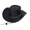 Black Jungle Broome Cowboy Hat Cowhide Leather with Chin Strap,