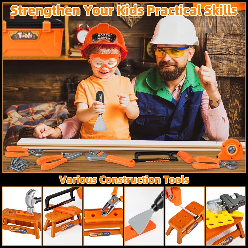 breibowski ‌Realistic Kids Drill Tool Set with 48PCS Tools &