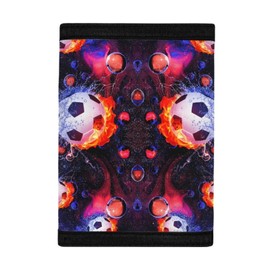INSTANTARTS Soccer Ball Wallets for Boys Flame Ice Football Print Outdoor Sports Wallet Trifold Slim Thin Design Card Purse Money Organizer