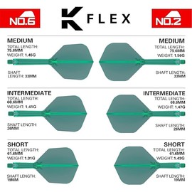 Target Darts K-Flex Integrated Dart Flight and Shaft, No.6, Green, Intermediate, Precision-Moulded 2-in-1 Dart Flights and Shafts, Professional Dart Accessories, Pack of 3