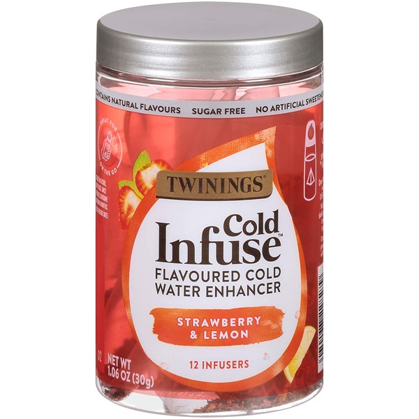 Twinings Cold Infuse Flavored Water Enhancer, Strawberry & Lemon, 12 Infusers (Pack of 6)