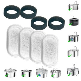 Supreme Crafted Cat Water Fountain Filters Pack of 8 (4+4) – Compatible with Pet Fountains, Pet Water Dispensers, and Dog Water Fountains – Quality Filters for Cats & Dogs, 2+ Months Supply