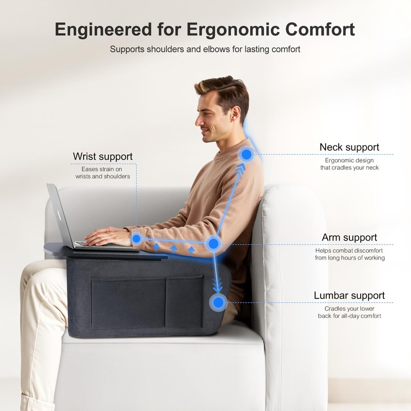 OPTIXCELL Lap Desk with Arm Rest, Ergonomic 17" Laptop Desk