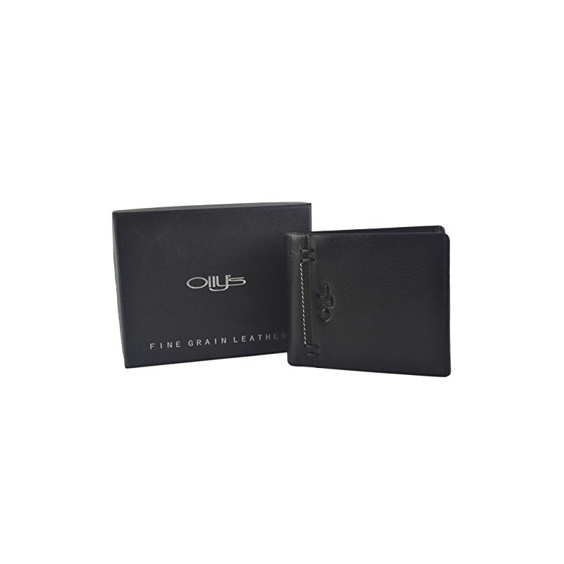 Mens Fine Grain Leather Bi-Fold Wallet by OLLY's; Jack Collection