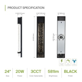 ASD LED 24 Inch Bubble Glass Wall Light Fixture | 20W 600LM 3000K-5000K 100-2...