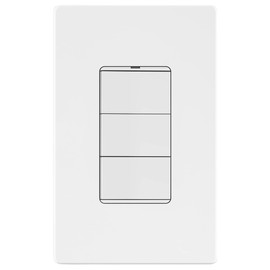 LIDER Minimalist Design Matte Finish Lighted Triple Switch with Screwless Wall Plate, Combination Frameless Decorator Switch with Locator Light, Ground Terminal Single Pole, 15A 120V, UL Listed, White
