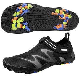 Women Men Water Sport Shoes Barefoot Beach Swim Pool Shoes Quick Dry Aqua Socks Anti-Slip Surf Diving Yoga Shoes, Black, 46