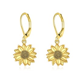 TALYKONG Larimar/Star/Dragonfly/Sunflower/Moonstone/Black Onyx Earrings for Women Leverback Dangle Earrings Hypoallergenic Jewelry for Women, Brass, No Gemstone