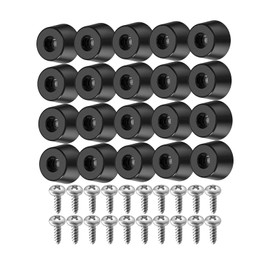 Jhanw 1/2 Inch Rubber Feet for Cutting Board with Stainless Steel Screws & Washer, Non Slip Cutting Board Feet 20 Pieces，Black Rubber Feet for Furniture, Chairs, Electronics