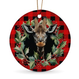 Giraffe Ornaments for Christmas Tree, 1Pcs Ceramic Christmas Ornaments Red, Christmas Tree Hanging Decor