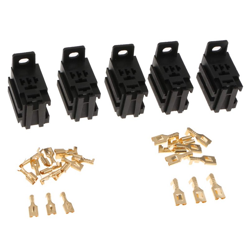 CENPEK 5 Pack 30A 5 Pin Relay Connector Socket with