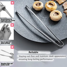 2 Pcs Korean BBQ Tongs Kitchen,Stainless Steel Meat Grill Tong For Cooking Portable Kitchenware Grill Tongs for Home Outdoor Steak Salad Food