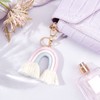 WADORN Weaving Rainbow Tassel Keyring Boho Rainbow Tassel Charm Macrame
