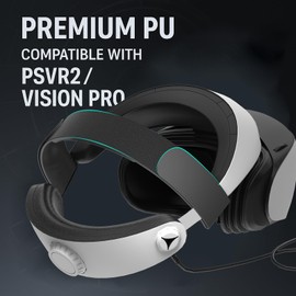 Adjustable PU Comfort Strap & Thumbstick Covers Compatible with PS VR 2/Vision Pro/Quest 3 Lightweight, Pressure-Relieving Headband for Balanced Weight Distribution & Long Play Sessions